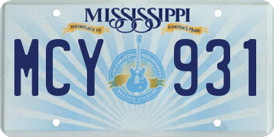 MS license plate MCY931