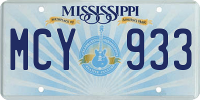 MS license plate MCY933