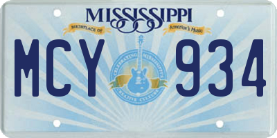 MS license plate MCY934