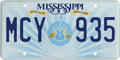 MS license plate MCY935