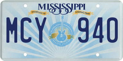 MS license plate MCY940