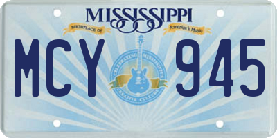 MS license plate MCY945