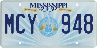 MS license plate MCY948