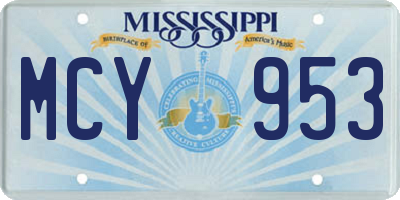 MS license plate MCY953