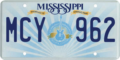 MS license plate MCY962