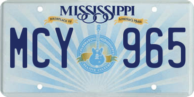 MS license plate MCY965