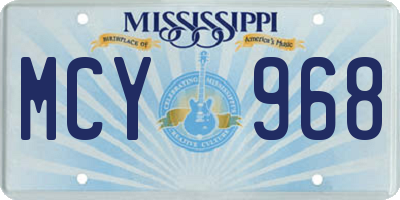 MS license plate MCY968