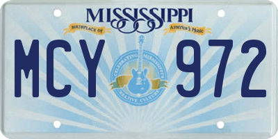 MS license plate MCY972