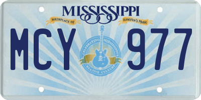 MS license plate MCY977