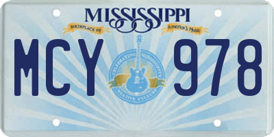 MS license plate MCY978