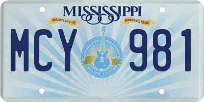 MS license plate MCY981