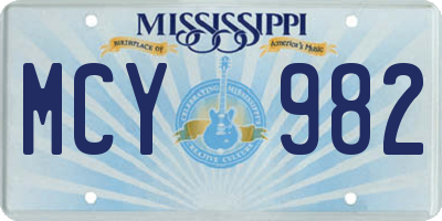 MS license plate MCY982