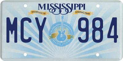 MS license plate MCY984