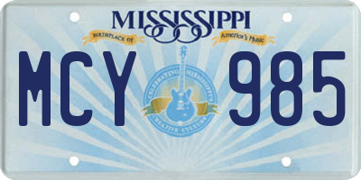 MS license plate MCY985