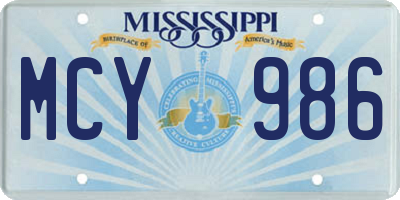 MS license plate MCY986