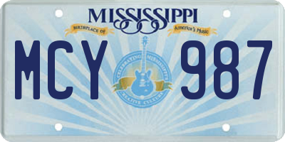 MS license plate MCY987