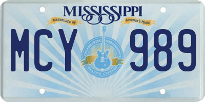 MS license plate MCY989