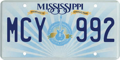 MS license plate MCY992