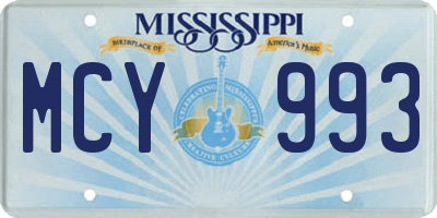 MS license plate MCY993