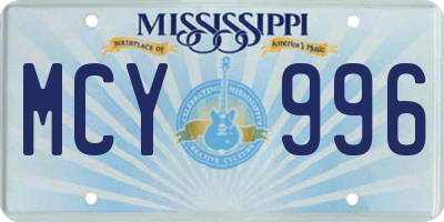 MS license plate MCY996