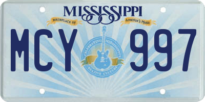 MS license plate MCY997