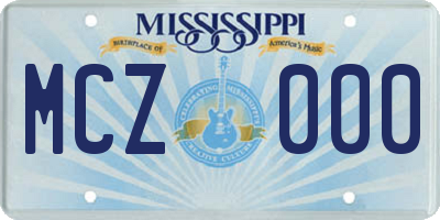MS license plate MCZ000
