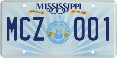 MS license plate MCZ001