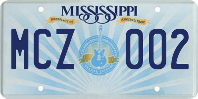 MS license plate MCZ002