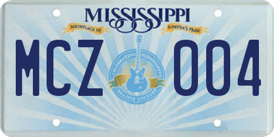 MS license plate MCZ004