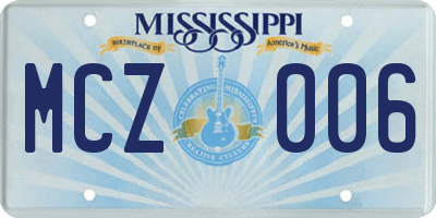 MS license plate MCZ006
