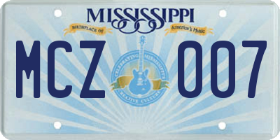 MS license plate MCZ007