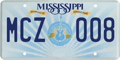 MS license plate MCZ008