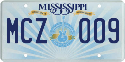 MS license plate MCZ009