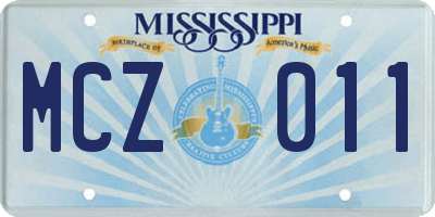 MS license plate MCZ011