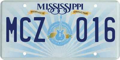 MS license plate MCZ016