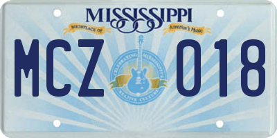 MS license plate MCZ018