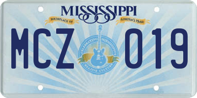 MS license plate MCZ019