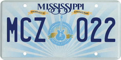 MS license plate MCZ022