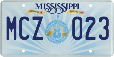MS license plate MCZ023