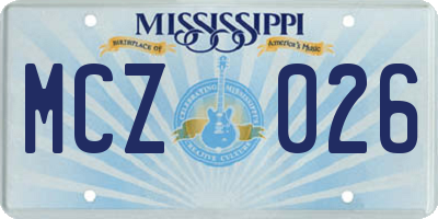 MS license plate MCZ026