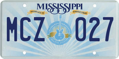 MS license plate MCZ027