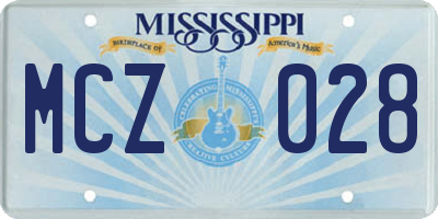 MS license plate MCZ028