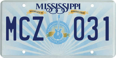 MS license plate MCZ031