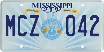 MS license plate MCZ042