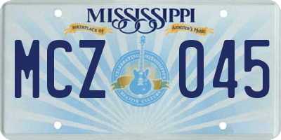 MS license plate MCZ045