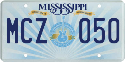 MS license plate MCZ050