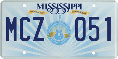 MS license plate MCZ051