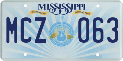 MS license plate MCZ063