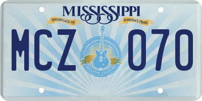 MS license plate MCZ070