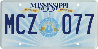 MS license plate MCZ077